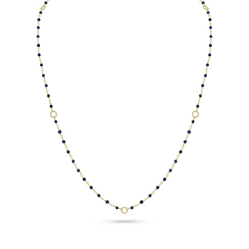 Dominique Cohen 2mm gemstone beads delicate chain necklace, in iolite and 18k yellow gold <span class='visuallyhidden'>Call, text 323-404-2959 for shopping help.</span>